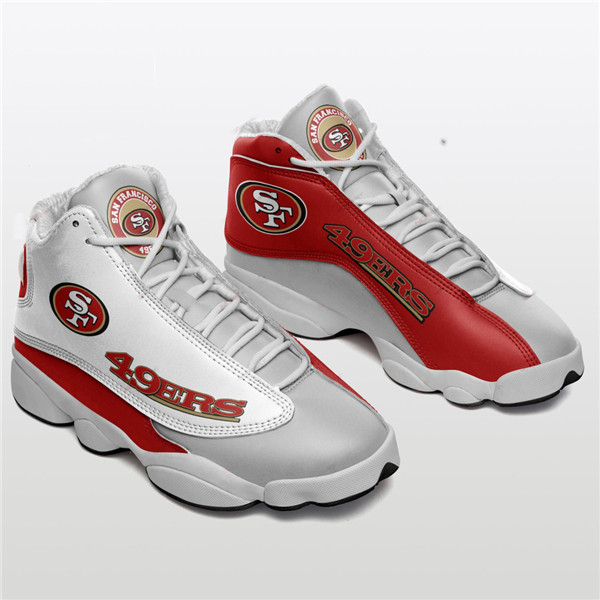 Women's San Francisco 49ers AJ13 Series High Top Leather Sneakers 002